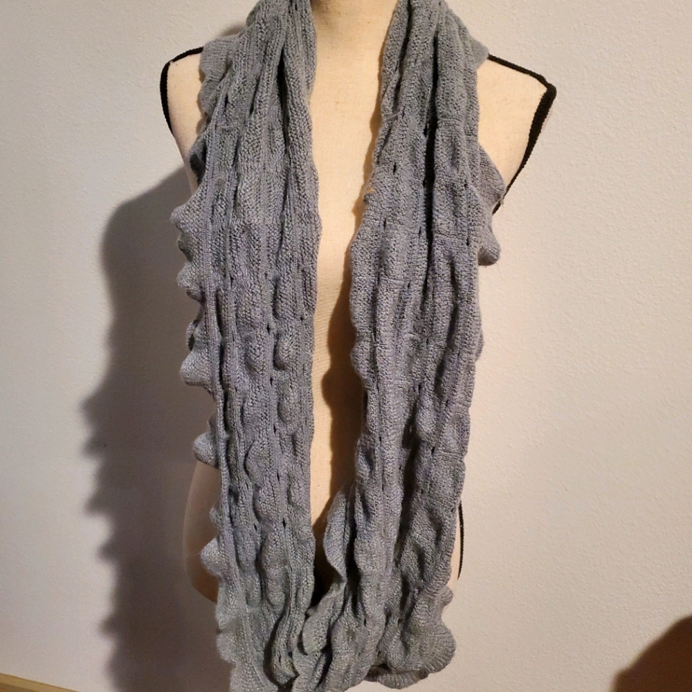 Gray ruffle infinity scarf